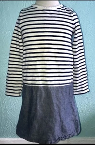 Gap Striped & Chambray Dress Kid Girls Mini Boden Sz 5 Zara - Picture 1 of 4