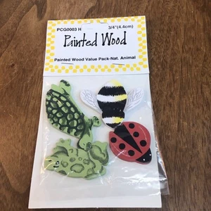 Painted Wood Miniatures Ladybug, Frog, Turtle, Bee. - Picture 1 of 6