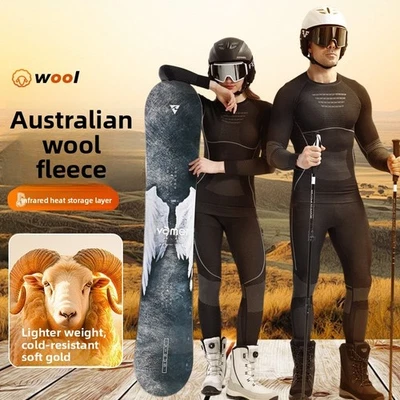 Camisa de compresión de lana merino de invierno para esquí senderismo capa base térmica Foto 1 de 4