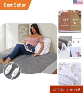 Lujosa almohadilla de colchón térmico tamaño king 78"x80", 5 niveles de calefacción y doble control - Imagen 1 de 9