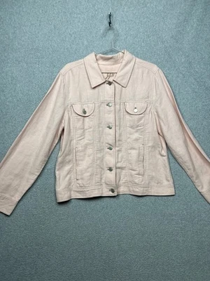 J. Jill Cotton Linen Long Sleeve Blazer Jacket Size L Classic Casual Pink Simple - Image 1 of 4