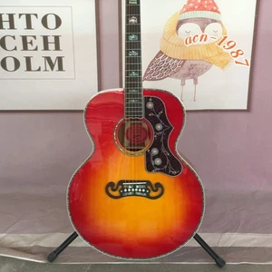 Nueva guitarra acústica Cherry Burst J200 incrustación de abulón real koa completo excelente juego - Imagen 1 de 10