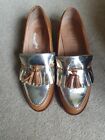 OFFICE Tan Real Leather And Gold Trim Loafers. 5/38