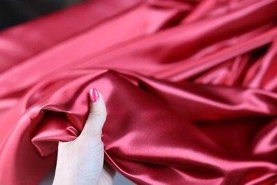 Wild fire (Wine) Silky Bridal Satin Fabric by the yard 60" Wide 214 - Image 1 of 4