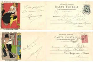 PROPAGANDA SATIRE ART NOUVEAU ROYALTY MUSEE DE SIRES 7 Vintage Postcards (L7193) - Picture 1 of 4