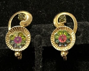 Rari orecchini vintage anguria Rivoli tono oro clip on - Foto 1 di 8