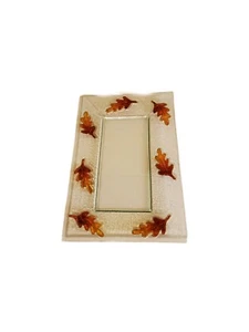 Fused Clear Art Glass Tray Fall Leaves Thanksgiving Table Centerpiece 15"x10" - Picture 1 of 4