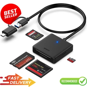 Lector de tarjetas de memoria 4 en 1 USB 3.0 USB-C SD MicroSD CF MS adaptador para iPhone 15 - Imagen 1 de 11