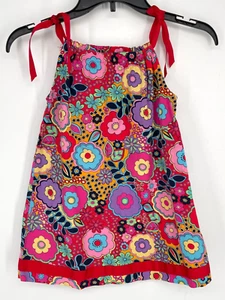 Hanna Andersson Girls 100 Retro Floral Ribbon Shift 70s pillowcase Bows dress - Picture 1 of 8