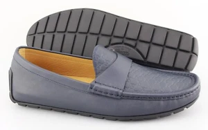 Men GUCCI 'Microguccissima' Navy Blue Leather Loafers Size US 9 UK 8 - Picture 1 of 8