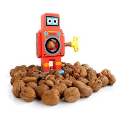 Retro Wooden Small Red Robot Nut Cracker Twist Key By Suck UK - Image 1 of 3