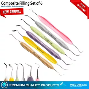 Neu Dental Composite Füllset mit 6 Wiederherstellungsinstrumenten Silikongriff - Bild 1 von 7
