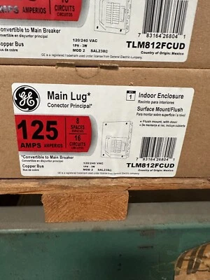 GE TLM812FCUD (New) 125 Amp, 120/240 Volt, NEMA 1, 1 Phase, 3 Wire, Main Lug - Image 1 of 4