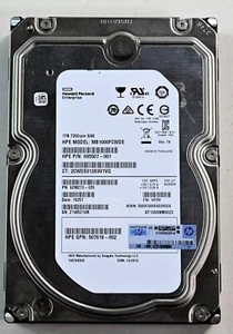 HPE SAS HDD 3.5" MB1000FCWDE 1TB Serial Attached SCSI 6G Tested - Afbeelding 1 van 2