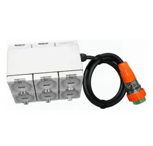 Adaptador de placa de alimentación portátil 32 amperios 3 fases 5 pines a 10 x 10A 240v tomas RCBO - Imagen 1 de 2