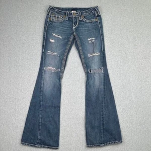 True Religion Jeans USA Joey Big T Denim Y2K Pants Blue Womens 27 Bootcut Flare - Picture 1 of 13