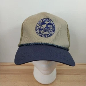 VTG City Of Punta Gorda Florida Logo Trucker Hat Cap Meshback Snapback Rope Tan - Picture 1 of 10
