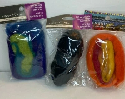 Dimensions FeltWorks Needle Felting 100% Wool Roving Crafts Black Blue Orange - Image 1 of 4