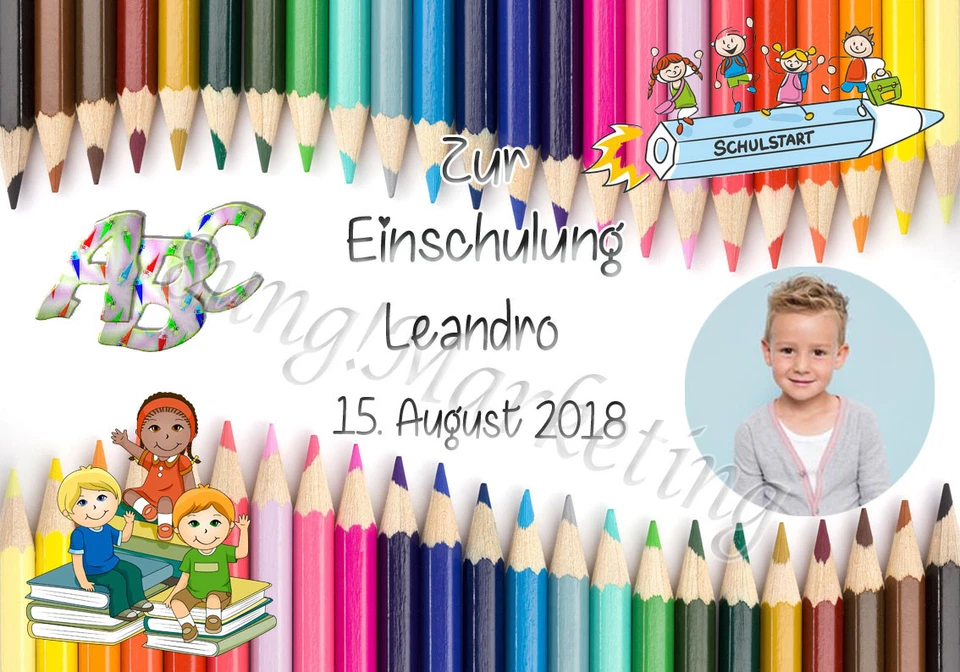 Einschulung Schulanfang Tortendeko Tortenaufleger  Tortenbild  0623 - Bild 1 von 1