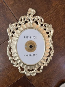 Metallic Gold “PRESS FOR CHAMPAGNE” Decorative Sign - NEW - Picture 1 of 2