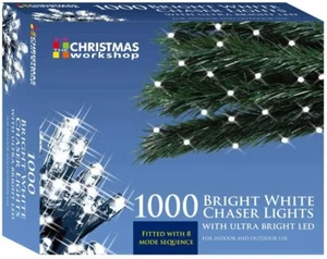Christmas Chaser Fairy Lights -1000 LED- Indoor or Outdoor - Bright White 86330 - Picture 1 of 7