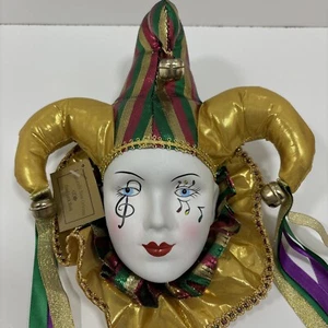 Natürlich New Orleans Karneval Maske Musik Note atemberaubender Harlekin Narr Gold - Bild 1 von 6