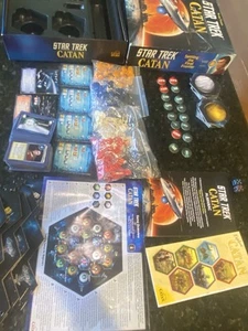 Catan Star Trek Game Board Incomplete missing 2 number pieces box in rough shape - Picture 1 of 18