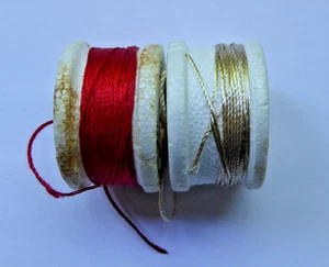 Vintage Talon Silk Thread - Ivory and Red - fly fishing - Picture 1 of 3
