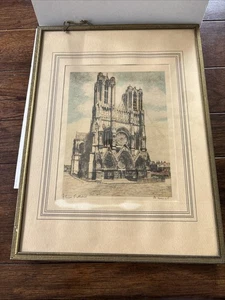 La Cattedrale di Reims foto d'epoca con cornice? Stampa artistica? Cattolica 12"X 16" - Foto 1 di 6