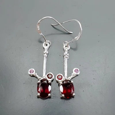 Pendientes de rodolita natural joyería plata de ley 925/E125673 Foto 1 de 4