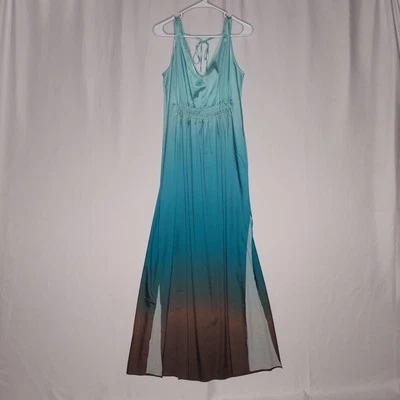 Maxi Vestido Sin Mangas WHBM Satinado Medio Imperio Océano Ombre Expresso Hada Etéreo Foto 1 de 4