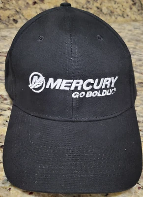 Mercury Marine Hat Cap Outboard Motor Go Boldly Boat Black Adjustable - Image 1 of 4
