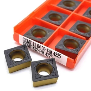 10pcs CCMT432PM 4225 CCMT120408-PM 4225 CNC Carbide Turning Inserts CCMT432 - Picture 1 of 5