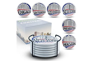 Keramik Untersetzer American City Edition 6er Set  - Bild 1 von 7