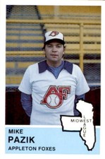 1982 Appleton Foxes Fritsch 30 Mike Pazik Pitching Coach Lynn Massachusetts Card