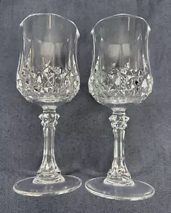 2 Longchamp Cristal D’Arques WINE GLASSES 8 oz Lead Crystal Stemware 7 1/4" - Picture 1 of 5