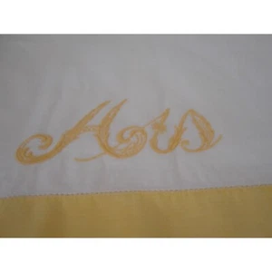 Vintage Yellow White embroidered HIS standard pillowcase - Estate Find #2 - Picture 1 of 3