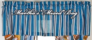 SPORTS Blue and White Striped WINDOW VALANCE 16"x 84" - Picture 1 of 2