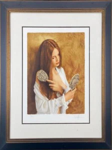 Douglas Hofmann Der Spiegel Lithographie handsigniert Limited Edition Frau - Bild 1 von 1