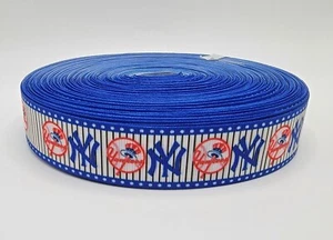 New York Yankees, Logo & Pinstripes, Grosgrain Ribbon 1" By the yard NEW - Picture 1 of 1