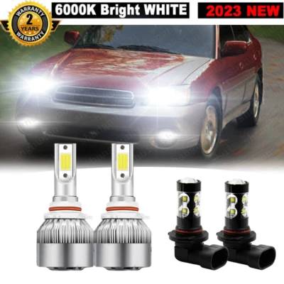 Faróis de LED + lâmpadas de neblina para Subaru Outback 2000-2002 2003 2004 4X 6000k - Imagem 1 de 4