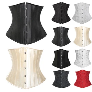 Women's Heavy Duty Steel Boned Corset Underbust Waist Training Bustier Plus Size - Picture 1 of 29