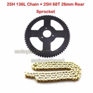25H 136L Chain 68T Rear Sprocket For 47cc 49cc 2 Stroke Minimoto ATV Pocket Bike - Picture 1 of 5