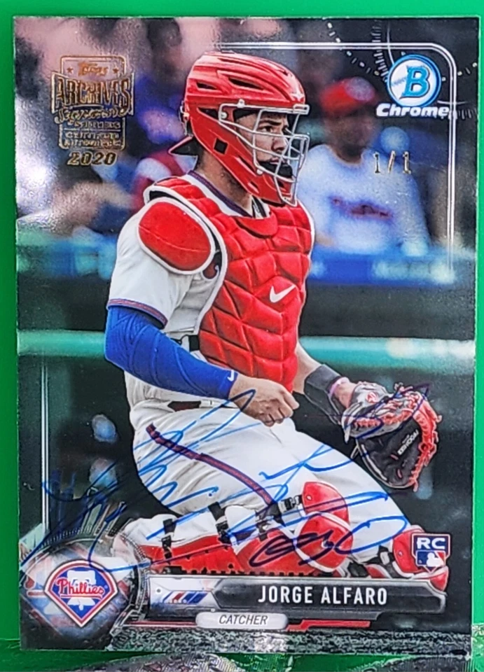 JORGE ALFARO 2020 Topps Archives 2017 Bowman cromo RC automático SP #1/1 Phillies of Foto 1 de 2