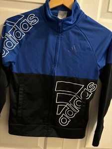 Unisex Kids Blue & Black Demby Adidas Full ZipLighweight Jacket Size 10/12 - Picture 1 of 10