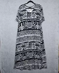 JOSTAR Women's Black White Stretch Maix Short Sleeve Round Neck Dress Sz 3XL NEW - Picture 1 of 10