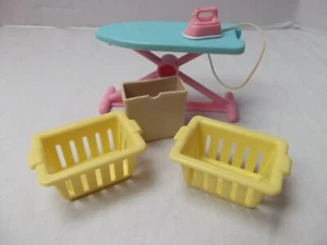 lot 4 vtg '94 Fisher Price Loving Family dollhouse iron laundry waste basket '93 - Picture 1 of 1