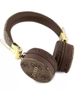 Guess Wireless Headphones 4G PU Leather with Metal Logo Brown - GUBH704GEMW - Picture 1 of 4