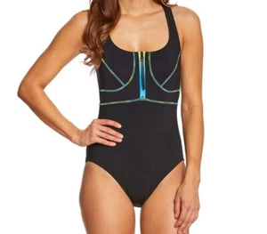GOTTEX Women's Black Sport Sensitive Fabric One Piece Swimsuit #S702-L158 8 NWT - Picture 1 of 2