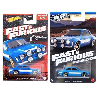 '70 Ford Escort RS1600 Blue Hot Wheels Fast & Furious 2023 1:64 Scale LOT of 2 - Image 1 of 4
